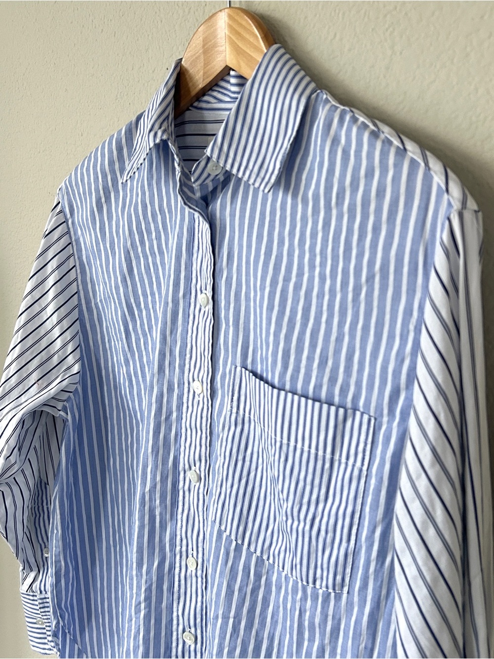 NWOT Madewell Oversized Button-Up Shirt, Light Blue & White Stripe - Picture 8 of 13